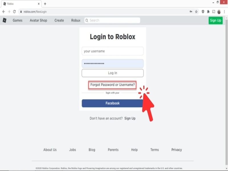 Chọn “Forgot Password or Username?